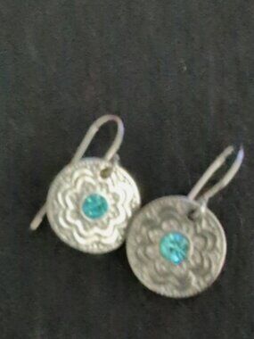 Silver Bluestone Drop Earrings Round